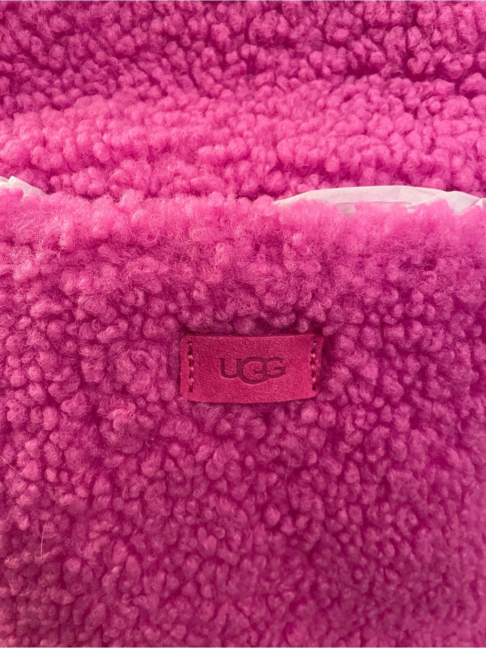UGG Hot Pink Sherpa Tote with Front Pocket - Picture 3 of 5